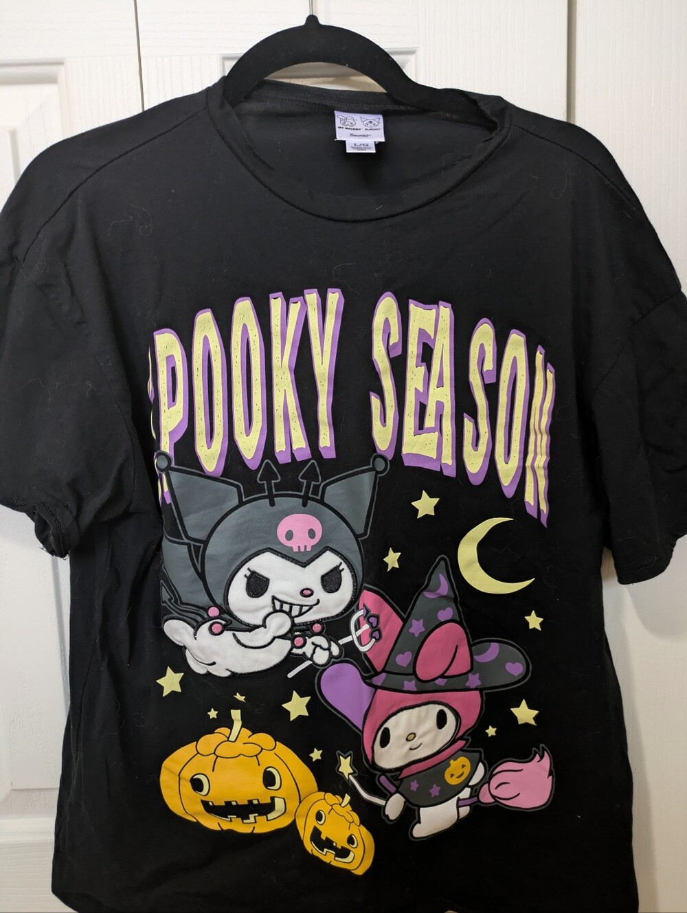 Sanrio Black 'Spooky Season' Graphic Tee with Purple, Yellow and Pink Accents